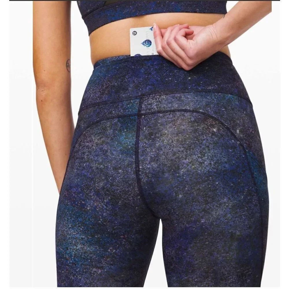 Lululemon Fast and Free High-Rise Crop II Nulux Polar Lights Blue Multi Size 0